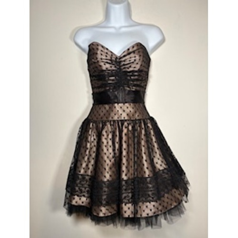 GUNNE SAX Jessica McClintock Dress 1 Black Champagne 90's Prom Whimsigoth Glam